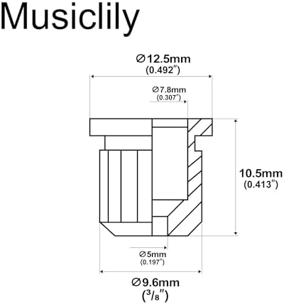 Музыкальные наконечники Musiclily Ultra 9.6 мм из цельной латуни G-TLB-2 для электрических бас-гитар, комплект из 5 штук Musiclily