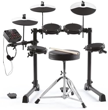 Alesis Drums Debut Kit – Kids Drum Set With 4 Quiet Mesh Electric Drum Pads, 120 Sounds, Drum Stool, Drum Sticks, Headphones and 100 Melodics Lessons Alesis