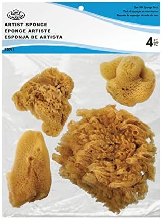 Natural Ocean Artist Sponges, 3 Silk/1 Jumbo, 4/pkg Royal Brush