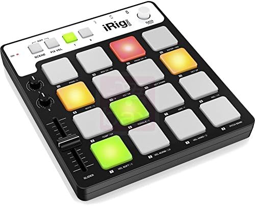 IK Multimedia iRig Pads MIDI groove controller, portable & lightweight MPC-style beat machine with 16 velocity-sensitive backlit rubber pads - studio equipment for iPhone, iPad, Android, Mac, PC IK Multimedia