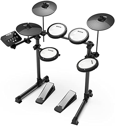 Junior Electric Drum Set Compact Mesh Electronic Drum Kit Christmas Gift For Beginners, 251 Sounds, USB-MIDI, Drum Sticks Included HXW