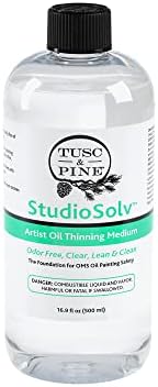 Tusc & Pine StudioSolv™ Odorless Mineral Spirits 16.9oz (500ml) - Purified Odor-Free Spirit Solvent for Thinning Oils, Artists, Painting Thinner, Professionals, & More! Tusc & Pine