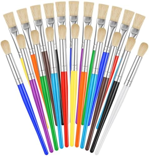 YGAOHF Kids Paint Brushes Bulk, Paint Brushes for Kids, 10 Pcs Round and Flat Paint Brush Set, Easy Hold and Clean Toddler & Preschool Paint Brushes for Acrylic Oil Watercolor Washable Paint Ygaohf