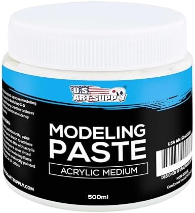 U.S. Art Supply Modeling Paste for Acrylic Painting - 500ml Acrylic Texture Paste for Textured Art, Lightweight Flexible Acrylic Modeling Paste, Non-Toxic, Sandable, Mixable with Paint & Archival-Safe U.S. Art Supply