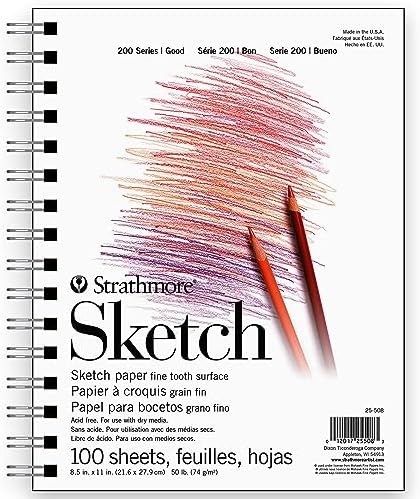 Strathmore 200 Series Sketch Pad, 8.5x11 inch, 100 Sheets, Side Wire - Artist Sketchbook for Drawing, Illustration, Art Class Students Strathmore