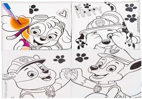 Paw Patrol DIY Canvas Painting Set - 4 Colorful 4"x4" Canvases, 1 Paint Brush, 6 Vibrant Paints - Unleash Creativity & Foster Imagination - Perfect Gift for Kids Art Lovers Amscan