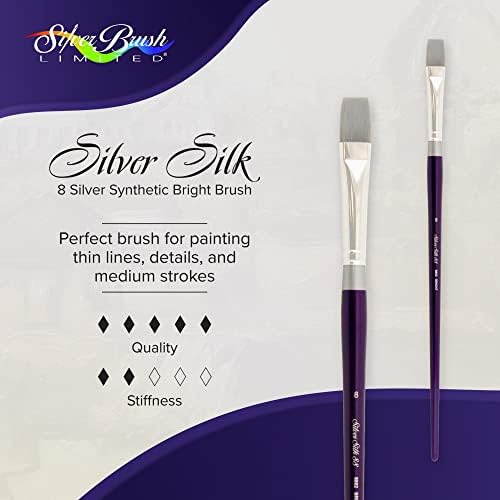 Кисть Silver Brush Limited Silver Silk 88 Bright 8802-6 для акрила, акварели, гуаши и красок, размер 6, с длинной ручкой Silver Brush Limited