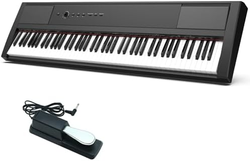 88 Key Digital Piano Keyboard with Semi Weighted Keys,Full-Size Standard Key Electric Piano for Beginner,Portable Electric Piano with Sustain Pedal, Power Supply Homfan