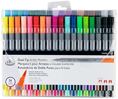 Royal & Langnickel - 36pc Dual Tip Waterbased Artist Markers - Brush Tip and Fineliner Royal & Langnickel