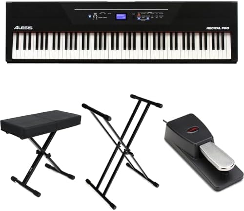 Цифровое пианино Alesis Recital Pro с 88 клавишами и молоточковым механизмом, полный комплект для начинающих GearNuts