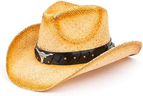 TOVOSO Straw Cowboy Hat for Women and Men with Shape-It Brim, Western Cowboy Hat TOVOSO