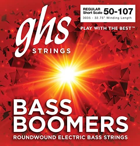 GHS Strings - Medium Scale - 4-String Electric Bass Boomer Strings - 3140 SET - Medium Light, 45-100 GHS Strings