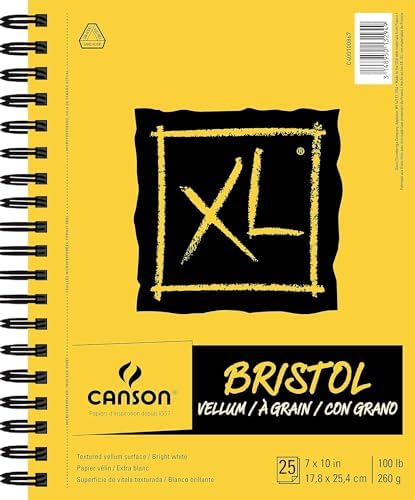 Canson XL Series Bristol Paper, Smooth, Wirebound Pad, 7x10 inches, 25 Sheets (100lb/260g) - Artist Paper for Adults and Students - Markers, Pen and Ink Canson