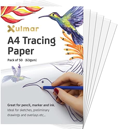 Xulmar Tracing Paper A4 90 GSM - Pack of 30 Sheets Tracing Paper for Sewing Patterns, Drawing Overlays & Sketching on Art Paper & Sketch Book Xulmar