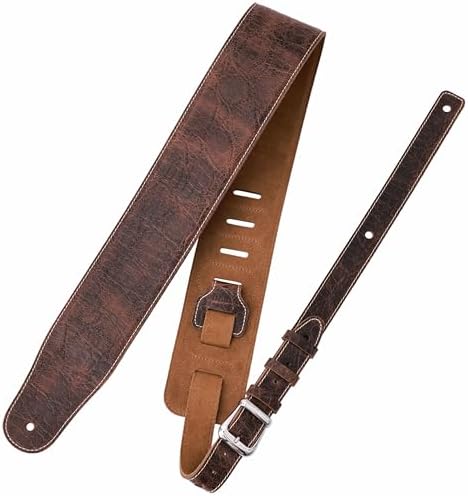 Nefelibata 3" Guitar Strap, Full Grain Cowhide Leather with Foam Padding and Detachable Extension Strap for Heavy Duty Guitars Bass and Electric Guitar Nefelibata