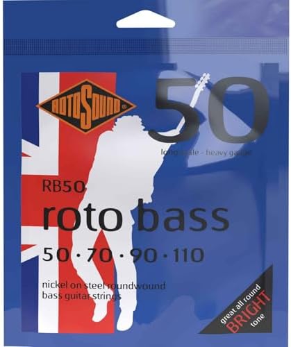 Rotosound RB50 Nickel (Unsilked) Bass Guitar Strings (50 70 90 110) ROTOSOUND