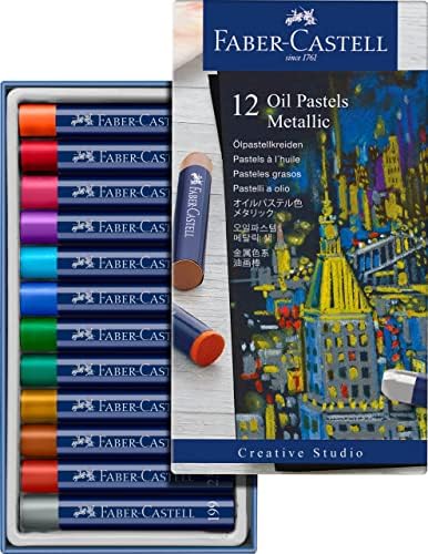 Faber-Castell Metallic Oil Pastels Set: 12 Colors, Oil Pastels Art Supplies for Artists, Teens and Adults, Art Crayon Drawing Supplies Faber-Castell