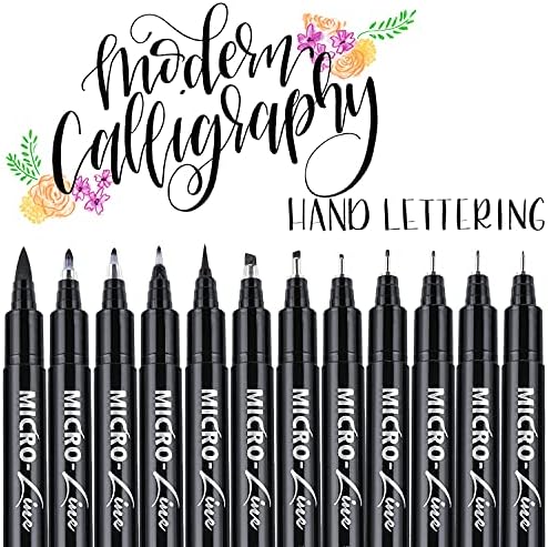 Dyvicl Hand Lettering Pens, Calligraphy Brush Pens Art Markers for Beginners Writing, Sketching, Drawing, Illustration, Scrapbooking, Journaling, Black Ink Pen Set, 8 Sizes Dyvicl