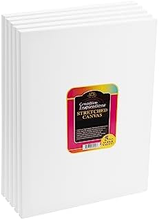 Creative Inspirations 3x3" Stretched Canvas Super Value 5 Packs - Artist Quality, Low Cost Canvas, Cotton Duck, Acid Free, Archival, Accepts All Paints, Double-Primed 10oz, Paintable Edges Creative Inspirations