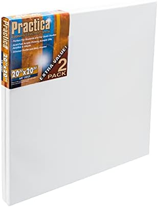 Practica Economy Pre Stretched Canvas Cotton Artist Acid Free Primed Painting Canvas 5/8" Deep [2-Pack]- 4x6" Practica