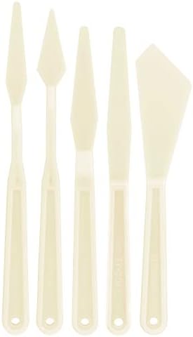 U.S. Art Supply 5-Piece Plastic Artist Spatula Palette Knife Set - Knives, Trowels, Use for Mixing, Spreading, Scratching, Applying Oil, Acrylic Paints on Painting Canvases, Spread Decorate Cake Icing U.S. Art Supply