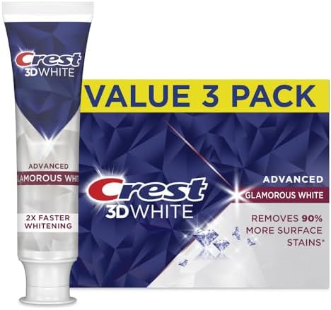 Crest 3D White Advanced Glamorous White Teeth Whitening Toothpaste, 3.3 oz, Pack of 3 Crest