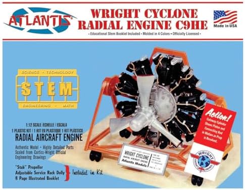 ATLANTIS TOY & HOBBY Plastic Model KIT ENG, Wright Cyclone 9 Radial Engine STEM Atlantis