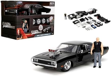 Jada Toys Fast & Furious Dom & Dodge Charger R/T, 1:24 Scale Build n' Collect Die-Cast Model Kit with 2.75" Die-Cast Figure, Black Jada Toys