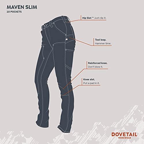 Женские брюки Dovetail Workwear Maven Slim Cargo узкого кроя с 10 функциональными карманами и пуговичной застежкой Dovetail Workwear