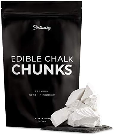 Chalkovsky Edible Chalk -Natural,Crunchy Belgorod Chalk Chunks - Russian Organic Chalk for Bone Strength, Eating - Zero Additives, No Impurities - White 7oz (200g) Chalkovsky