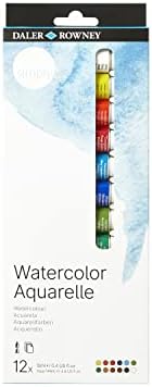 Daler Rowney Simply Watercolor Set - 12 Watercolor Paint Tubes for Student Artists of All Ages - Vibrant Smooth 12ml Watercolor Paints for Canvas Paper and More Daler Rowney