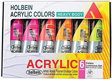 Holbein Heavy Body Artist Acrylic Luminous Set of 6, 60ml Paints Holbein