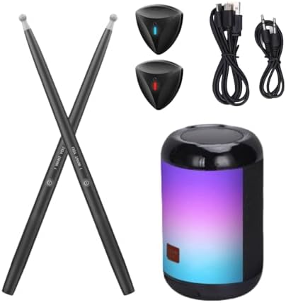 Virtual Air Drum Set, Electric Air Drum Sticks Kit RGB Lights with Drumsticks Pedals Coloring Speaker Professional Percussion Experience Drum for Beginners Adults Kids Heepdd