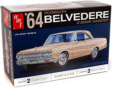 AMT - 1964 Plymouth Belvedere (w/Straight 6 Engine) 2T, 1:25 (AMT1188M), White Amt