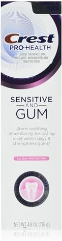 Crest Pro-Health Sensitive and Gum All Day ProtectionToothpaste 4.8 oz- Anticavity, Antibacterial Flouride Toothpaste, Clinically Proven, Sensitivity Toothpaste Crest