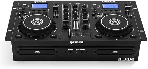 Gemini Sound CDM-4000BT: All-in-One DJ CD Player & Mixer Combo with Bluetooth - Ideal for Aspiring DJs, Dual CD/USB for Home & Event Use, User-Friendly Controls with Jog Wheels and Pitch Control Gemini Sound