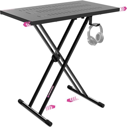 Складной DJ-стол Liquid Stands с регулируемой высотой и выдвижной полкой для клавиатуры и синтезатора Liquid Stands