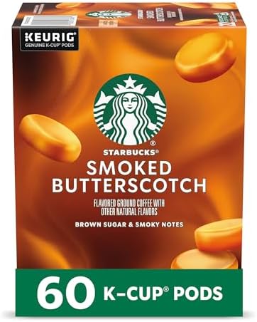 Starbucks K-Cup Coffee Pods, Smoked Butterscotch Naturally Flavored Coffee for Keurig Coffee Makers, 100% Arabica, Limited Edition, 6 Boxes (60 Pods) Starbucks