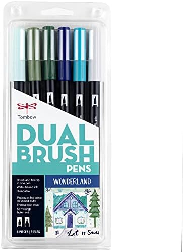 Tombow 56227 Dual Brush Pen Art Markers, Wonderland, 6-Pack. Blendable, Brush and Fine Tip Markers, Portrait, 1 Count (Pack of 6) Tombow