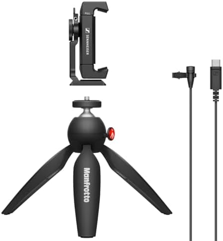 Петличный микрофон SENNHEISER XS Lav USB-C + мобильный комплект с триподом Manfrotto PIXI и аксессуарами Sennheiser