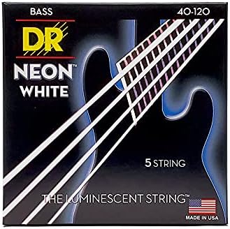 DR NWB5-40 Neon White Bass Guitar Strings 40-120; 5-string set DR Strings