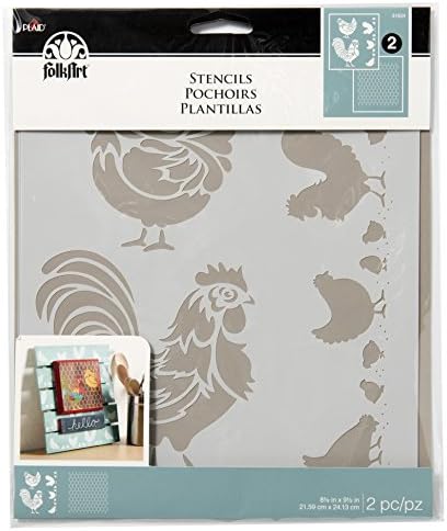 FolkArt Chicken Coop, 8.5 x 9.5-Inch Coordinating Stencils (Pack of 2), 8.5" x 9.5", 3 Count FolkArt