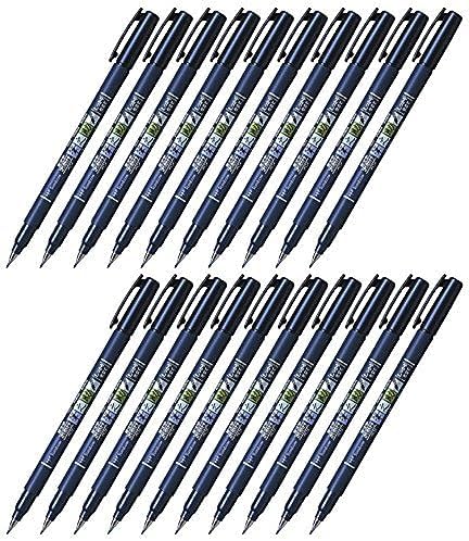 Tombow Fudenosuke Brush Pen (GCD-111), Hard Tip, Blue Body, Value Set of 20 Tombow