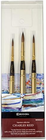 Escoda Signature Brush Collection Charlies Reid Set of 3 Artist Travel Watercolor Brushes Speedball