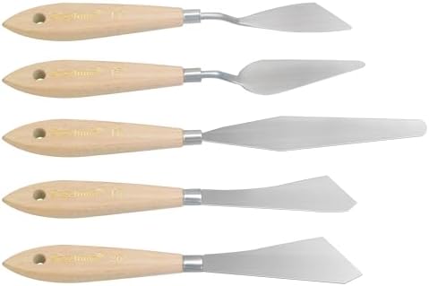 5pcs Big Palette Knife for Acrylic Painting Oil, Canvas Set Spatula Shovel Paint Knives with Wooden Handle Artists Painting Tools AebDerp