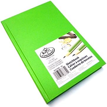 Royal & Langnickel Light Green A5 Sketchbook Cartridge Drawing Paper Artist Sketch Book Pad Casebound 110gsm 220 Pages (14cm x 21.6cm) Royal & Langnickel