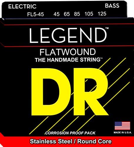 DR Strings LEGEND - Polished Flatwound Stainless Steel Bass Strings: 5-String Medium 45-125 DR Strings