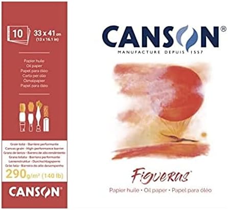 Canson Figueras Oil & Acrylic 290gsm Paper pad Including 10 Sheets, Size:33x24cm, Canvas-Like Texture Canson