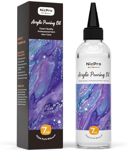 Nicpro 7 Ounce Silicone Pouring Oil for Art, Dramatic Cell Activator for Acrylic Paint Pour, 100% Silicone Medium Compatible with All Painting Acrylic or Watercolor Nicpro