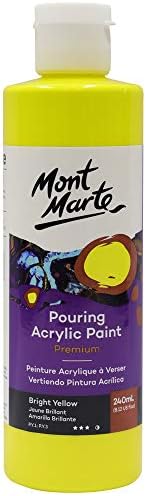 Mont Marte Premium Pouring Acrylic Paint, 240ml (8.11oz), Bright Yellow, Pre-Mixed Acrylic Paint, Suitable for a Variety of Surfaces Including Stretched Canvas, Wood, MDF and Air Drying Clay. Mont Marte